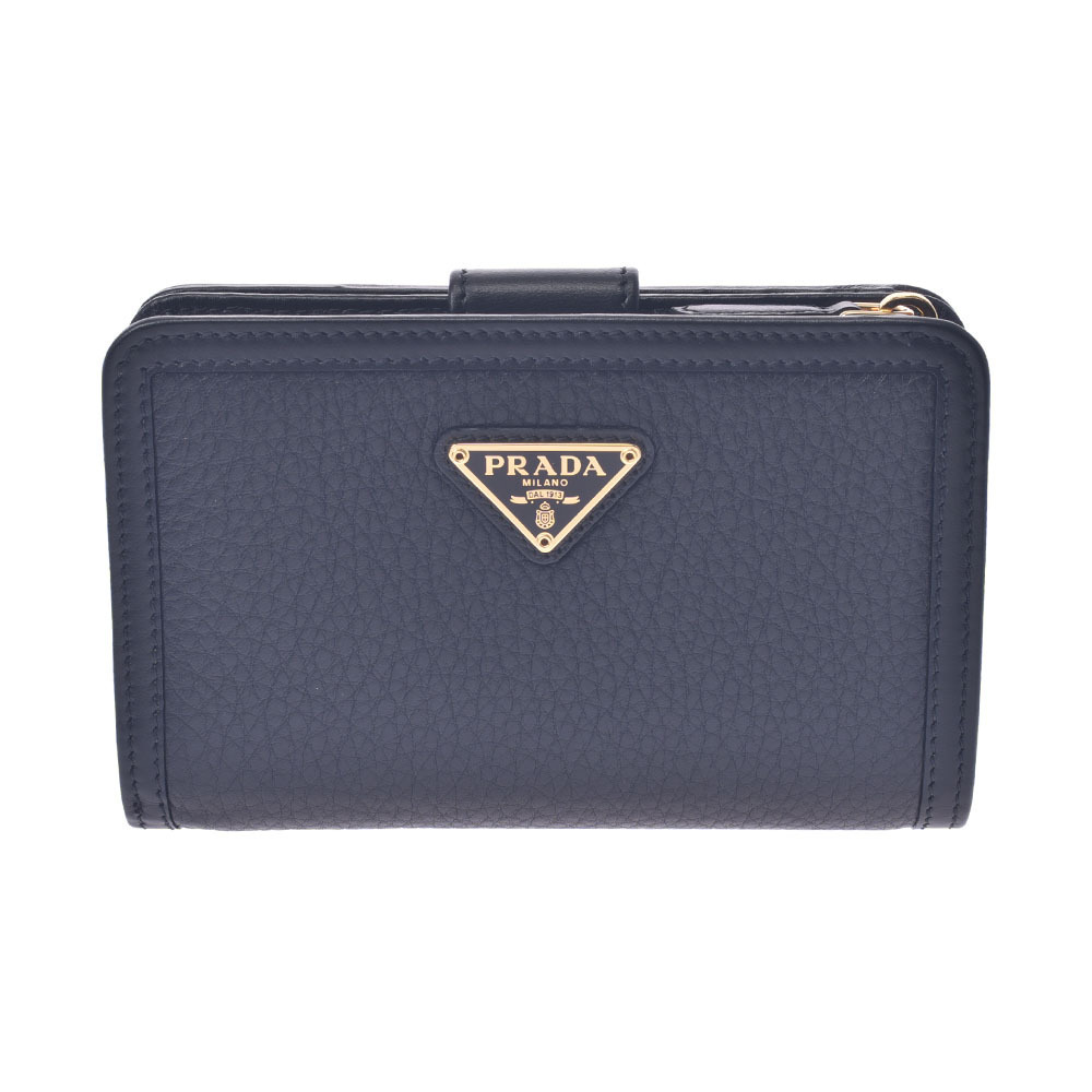 Prada L zipper wallet black leather bifold